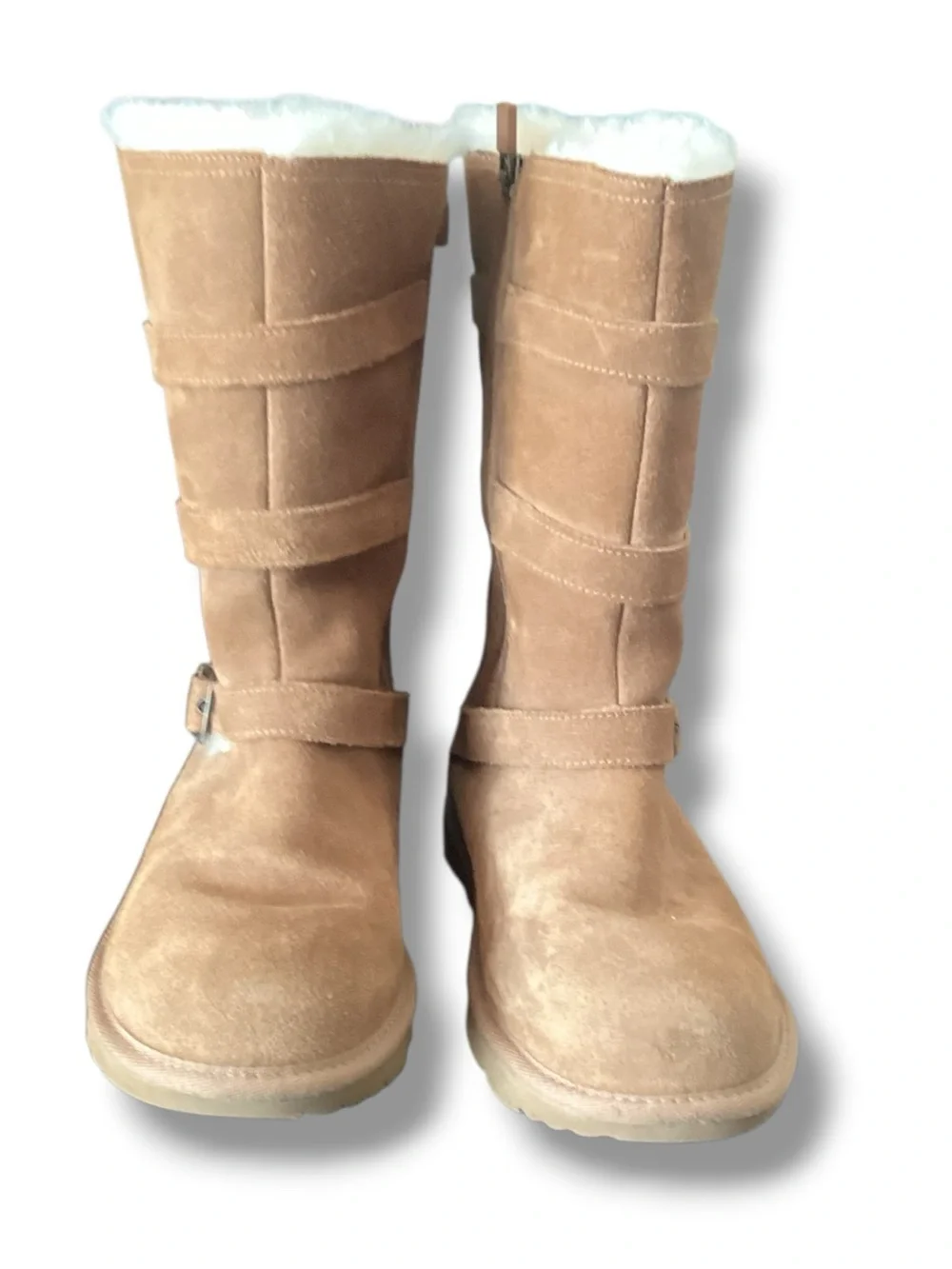 UGG | Maddie II Chestnut Suede Shearling Buckle Mid Boots Girl's Size 4